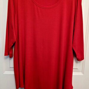 Karen Kane Red Asymmetrical Angled Hem Tunic!  Size 1X